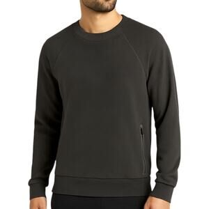 Alo Yoga Men's M Zip Pocket Crewneck Sweatshirt Black Casual Athleisure Basic